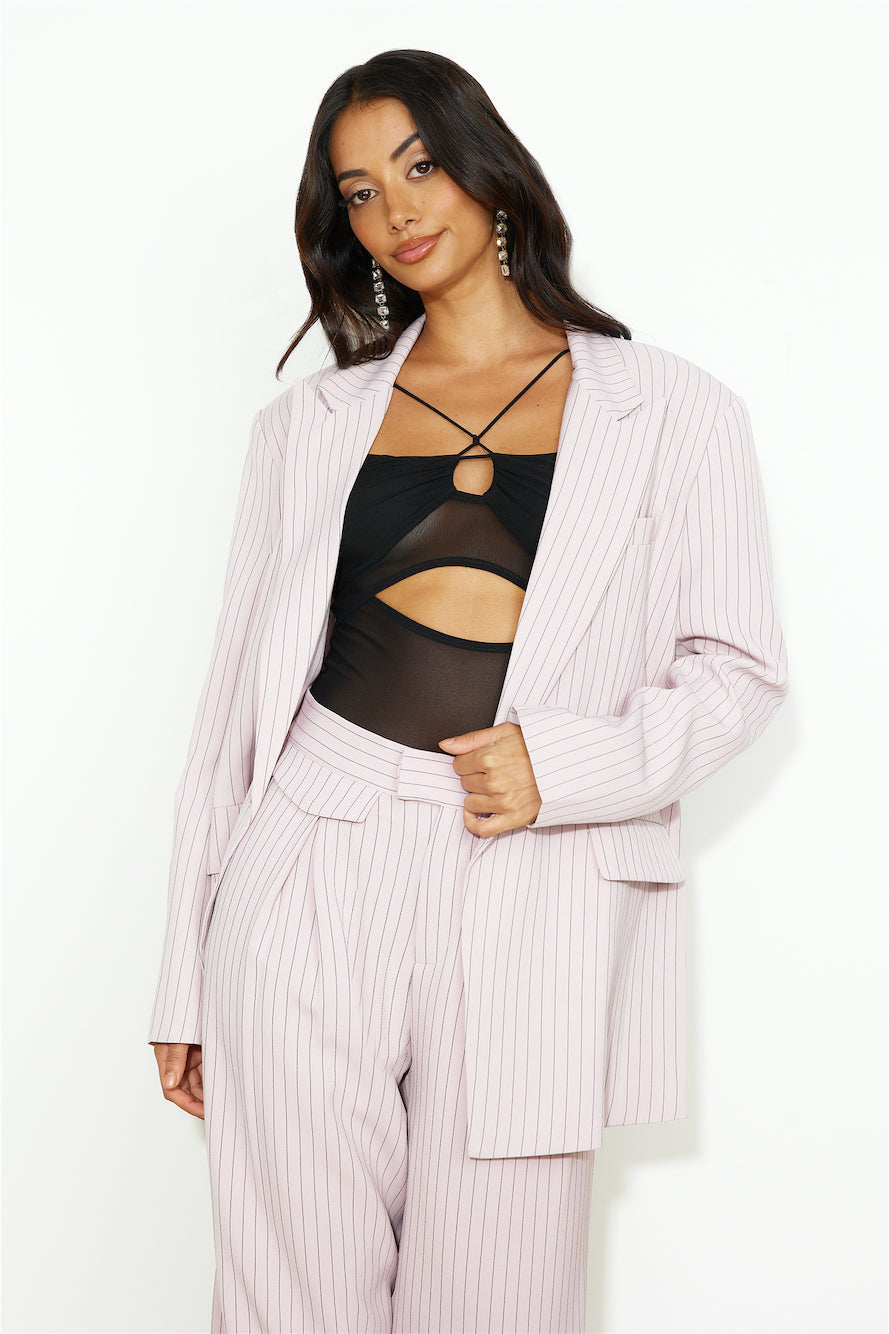 LIONESS NYC Blazer Pink Pinstripe
