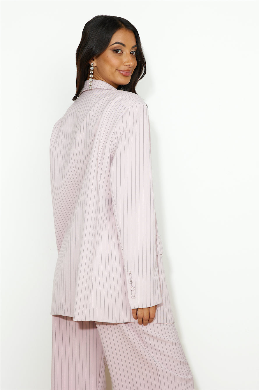 LIONESS NYC Blazer Pink Pinstripe