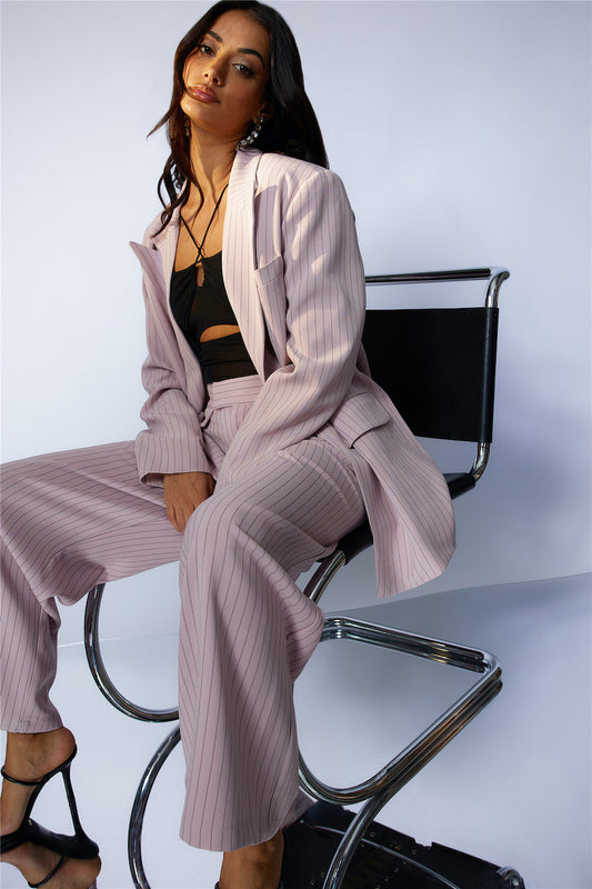 LIONESS NYC Blazer Pink Pinstripe