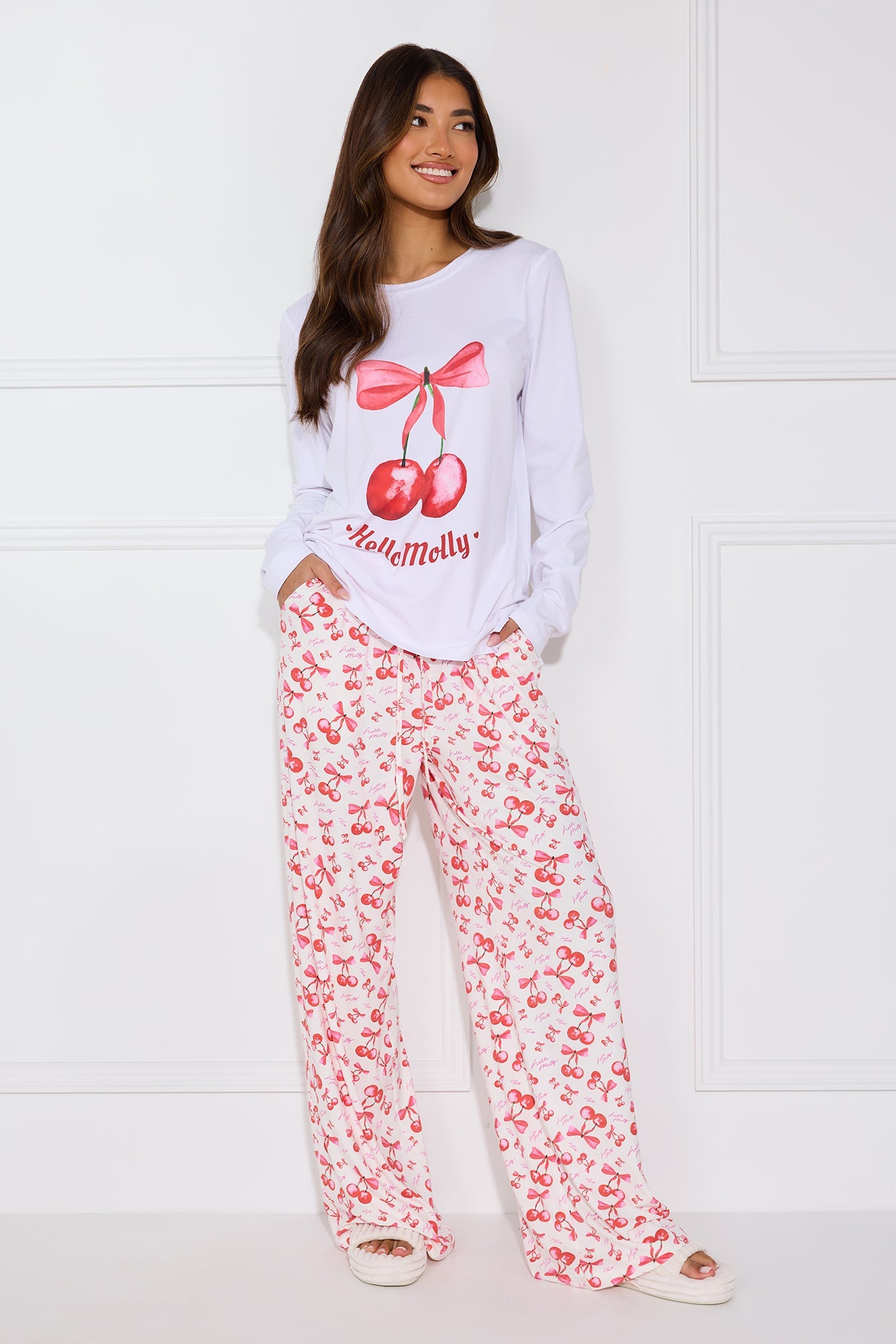 Cherry Pie Pyjama Pants White