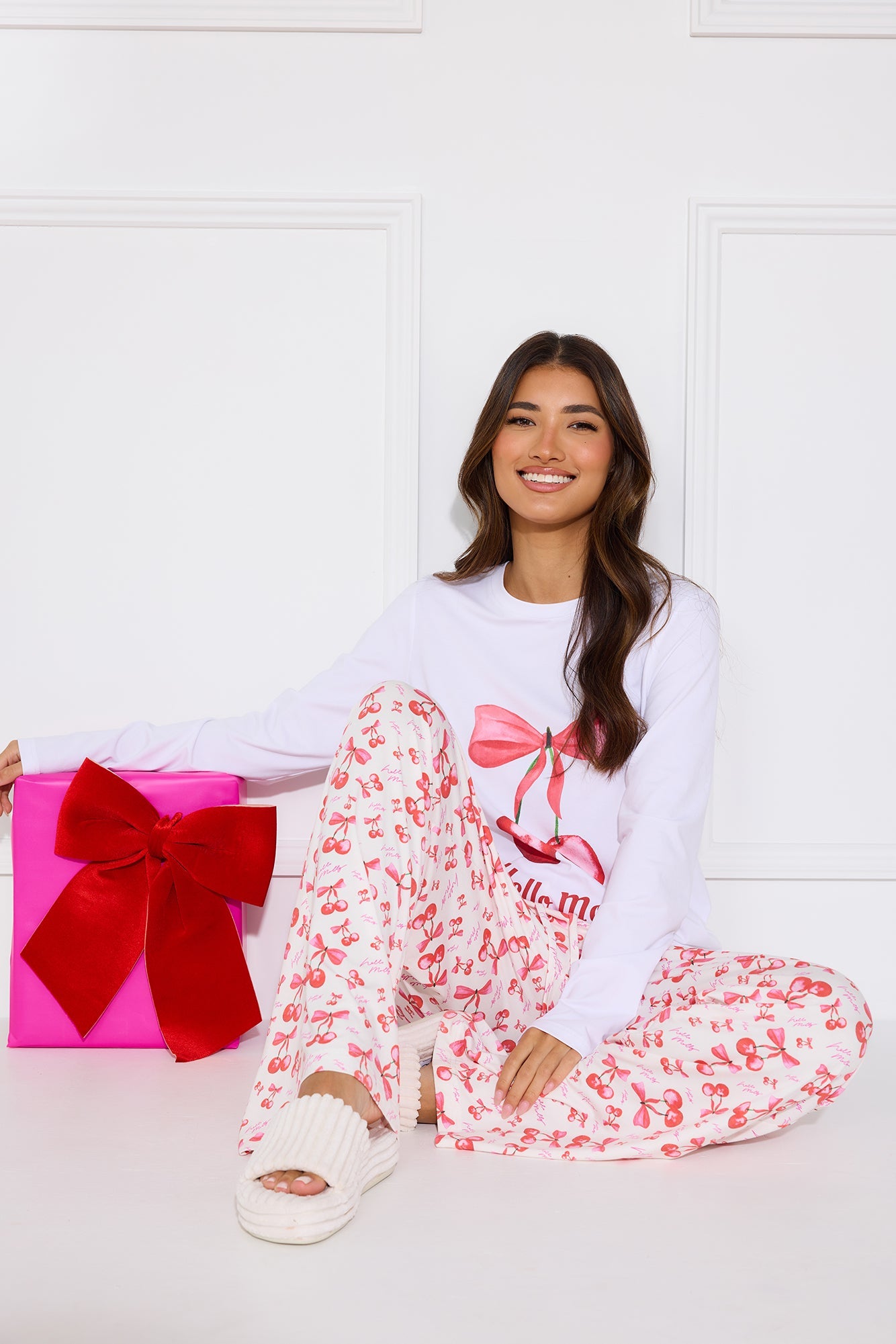 Cherry Pie Pyjama Pants White