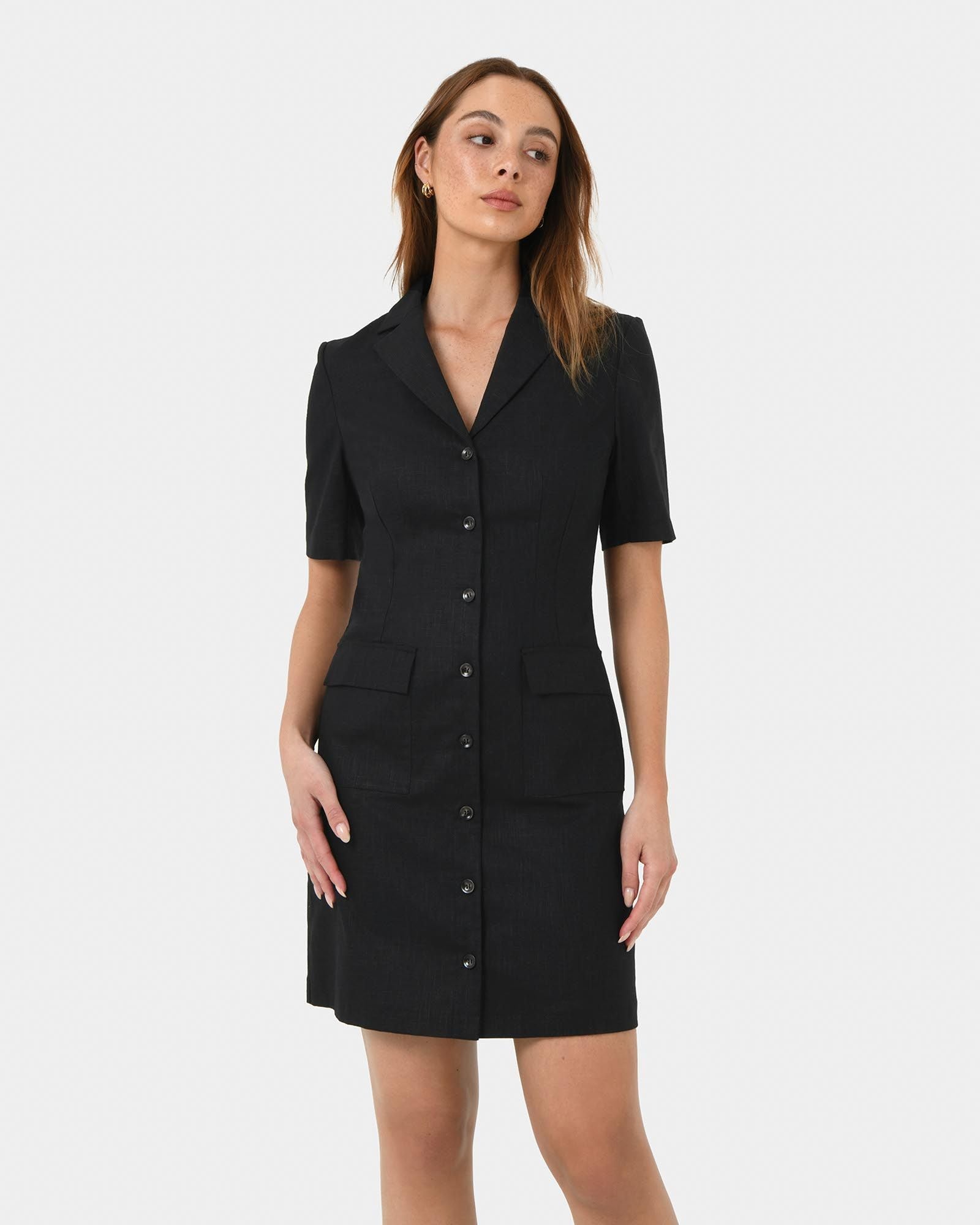 Nia Button Linen Dress