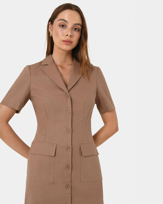 Nia Button Linen Dress
