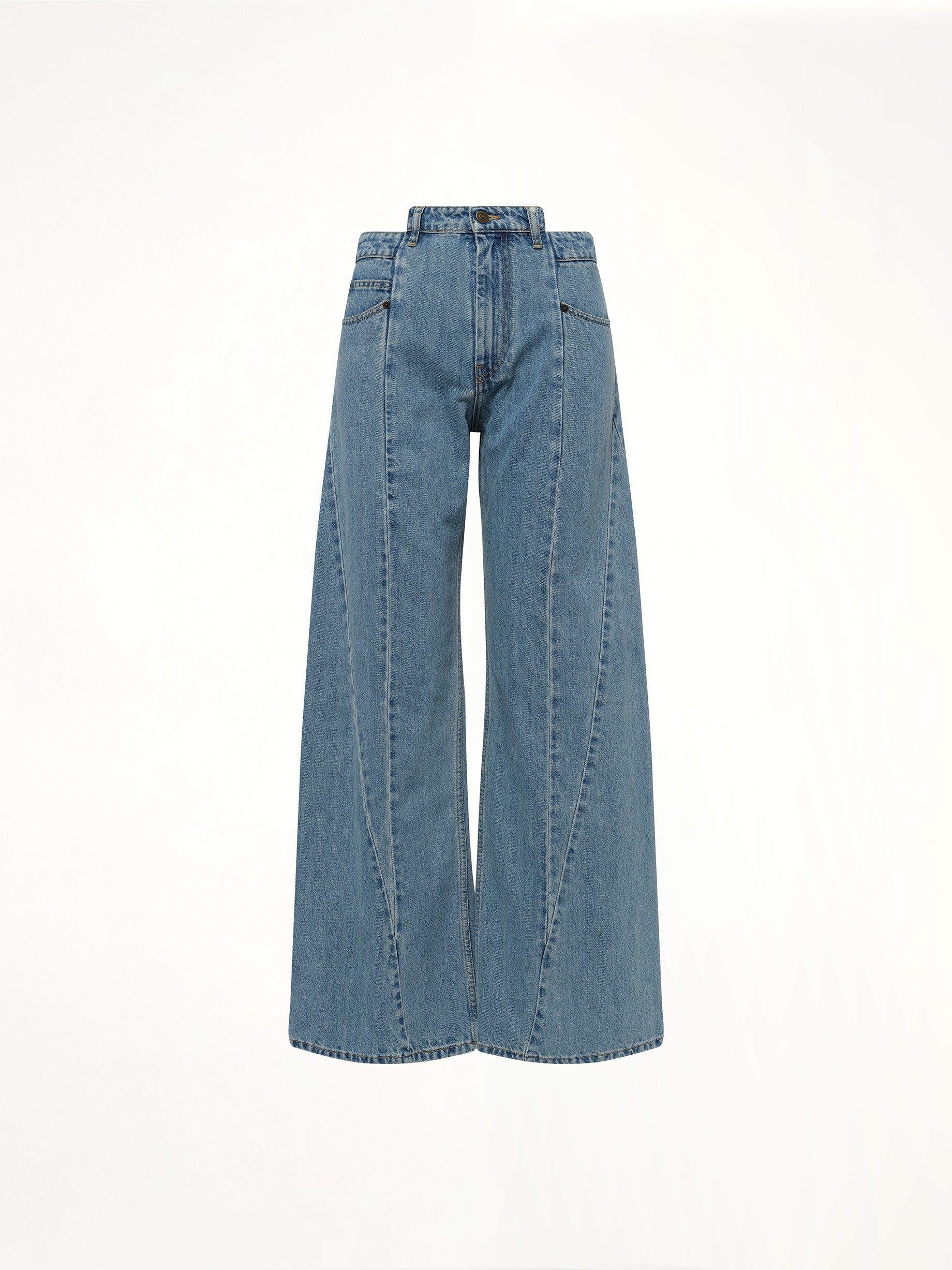Cut Out Waistband Relaxed Fit Denim Jeans