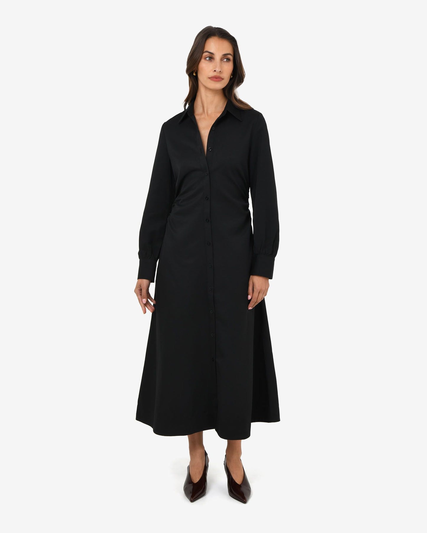 Lune Ruched Shirt Dress