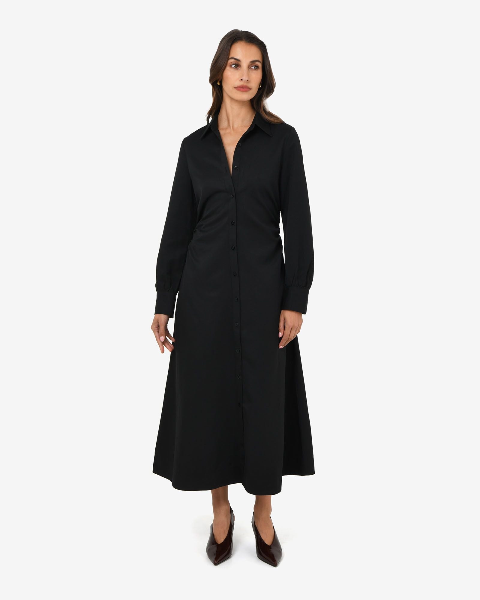 Lune Ruched Shirt Dress