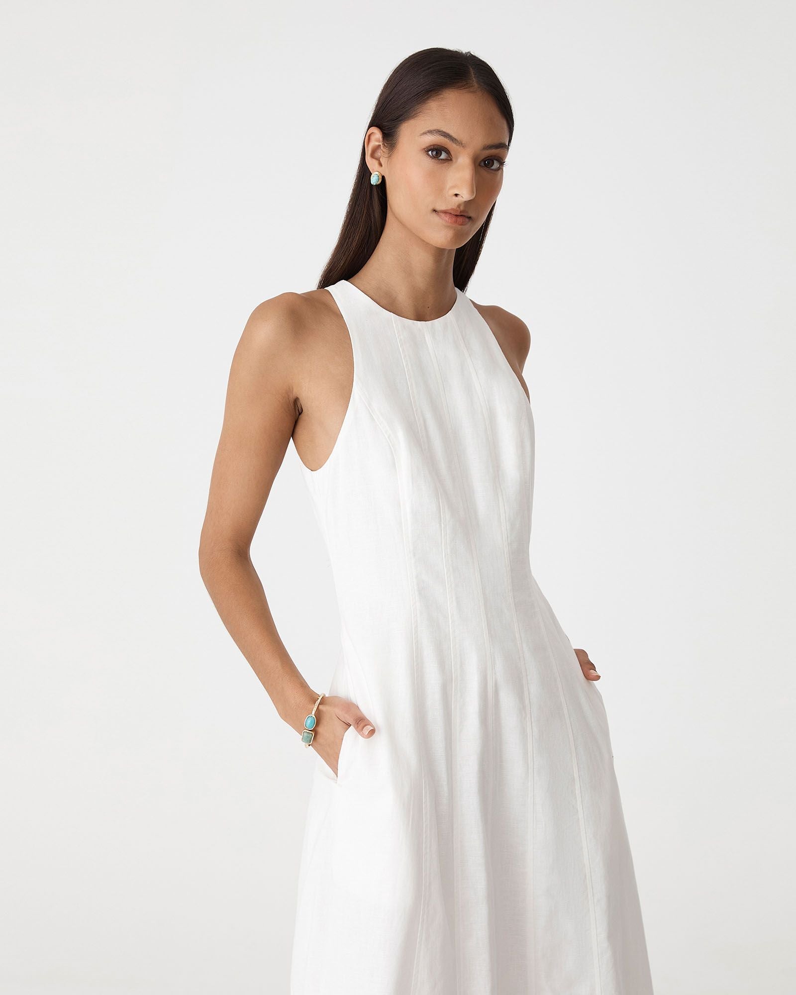 Tory Linen Blend Panel Dress