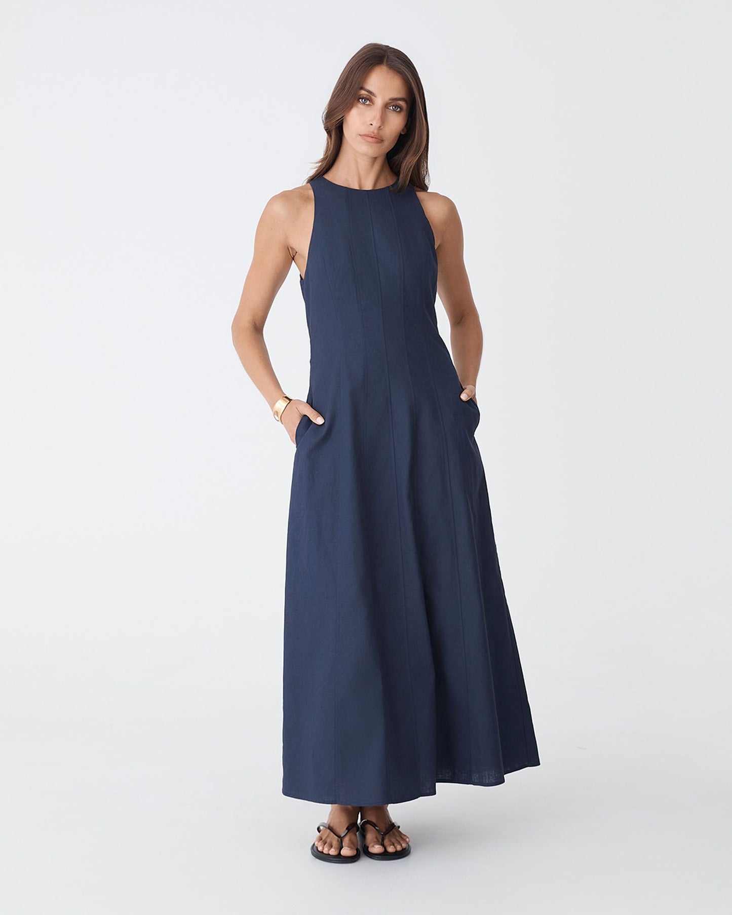 Tory Linen Blend Panel Dress