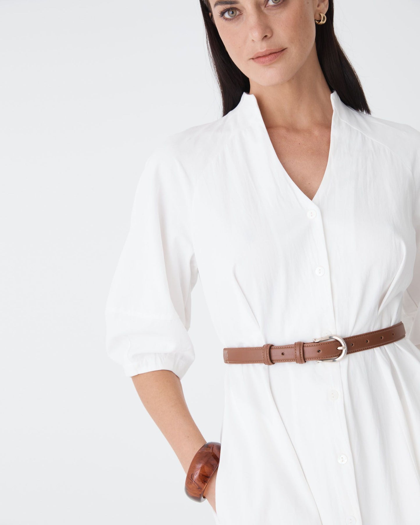 Lyn Lantern Sleeve Shirt Dress