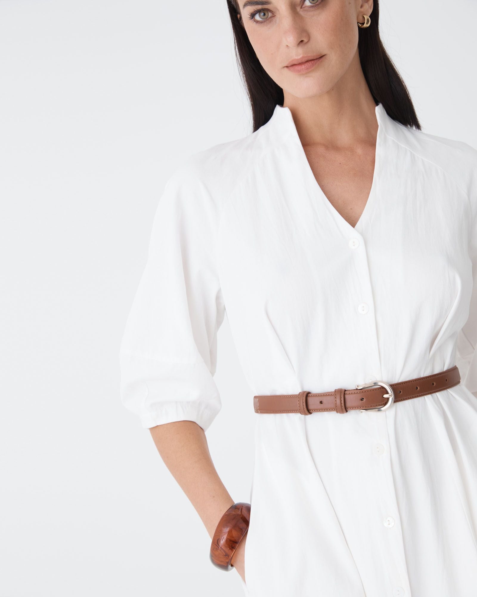 Lyn Lantern Sleeve Shirt Dress