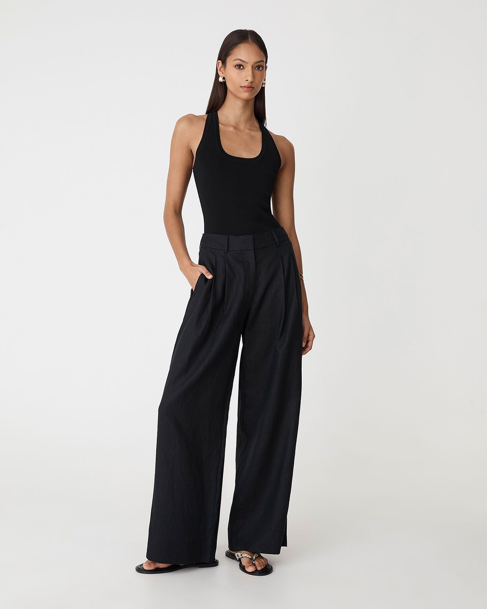 Ami Wide Leg Linen Pants