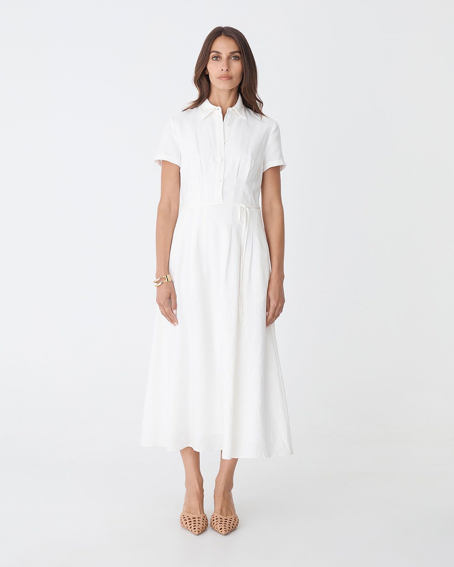 Sophie Pleat Waist Linen Dress
