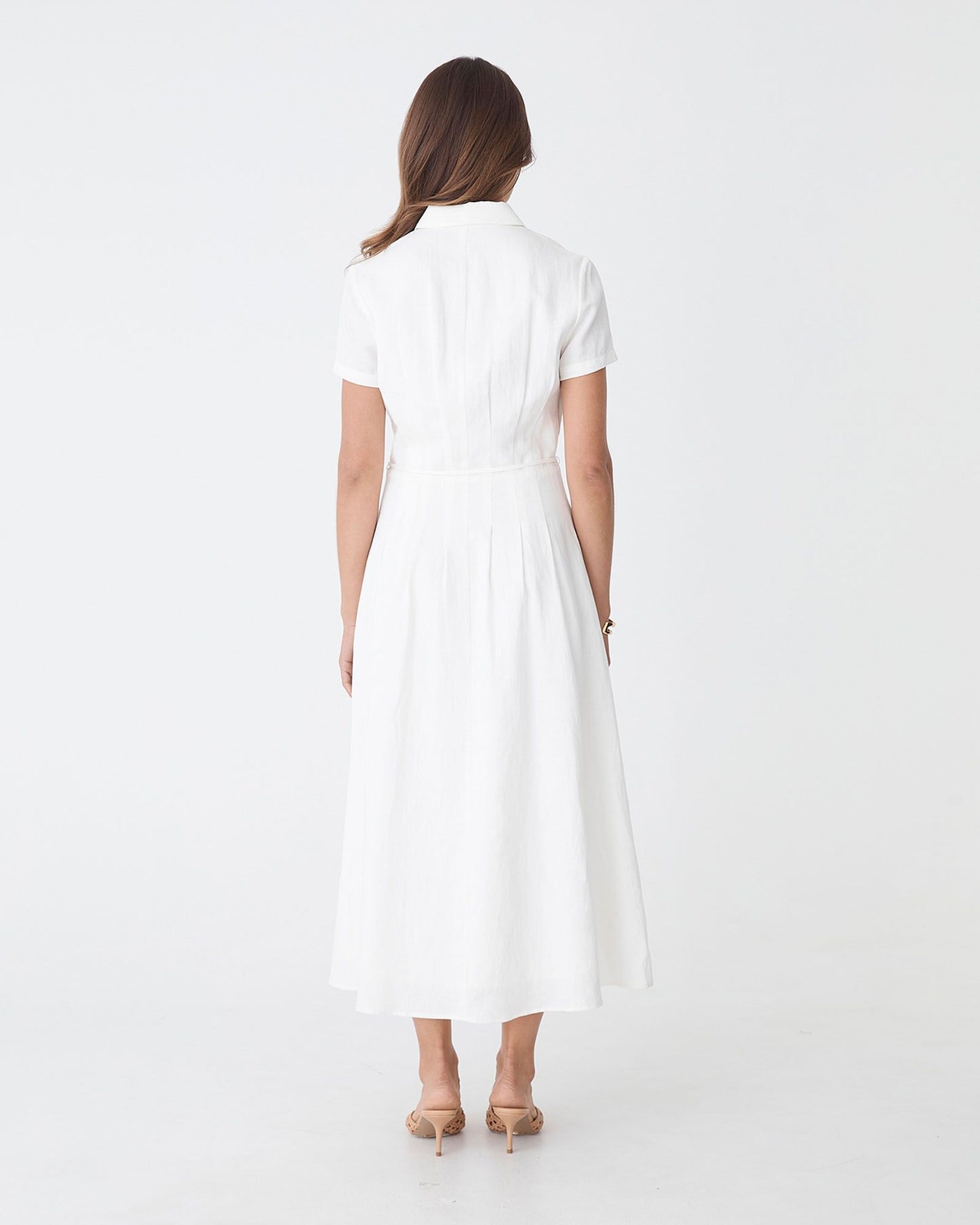Sophie Pleat Waist Linen Dress