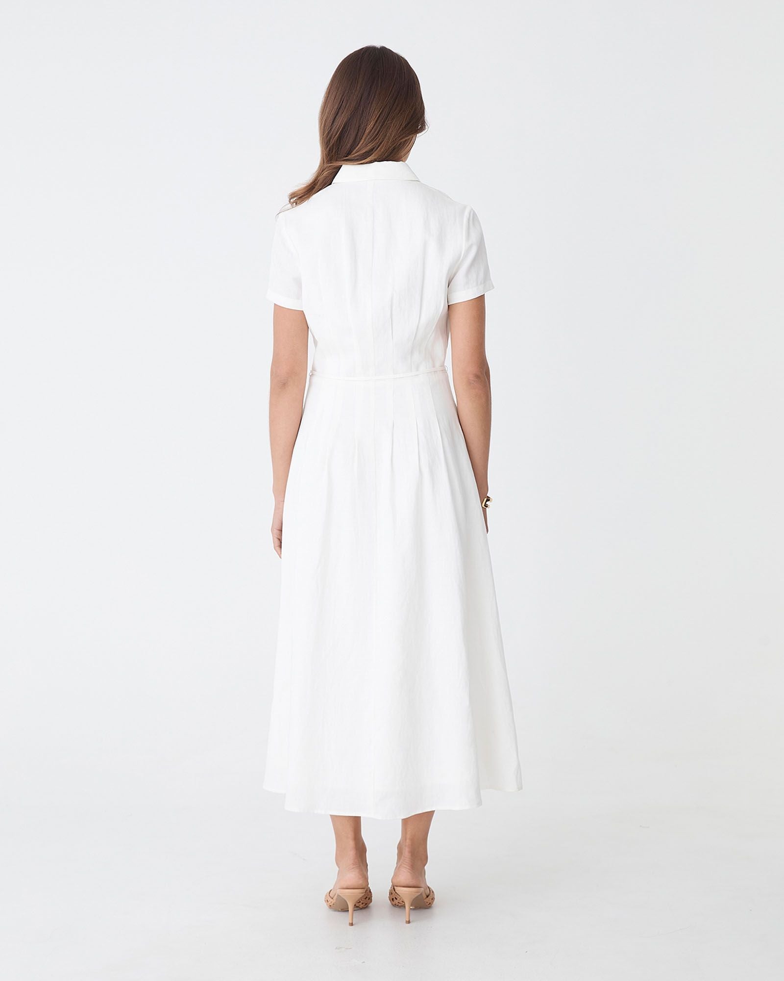 Sophie Pleat Waist Linen Dress