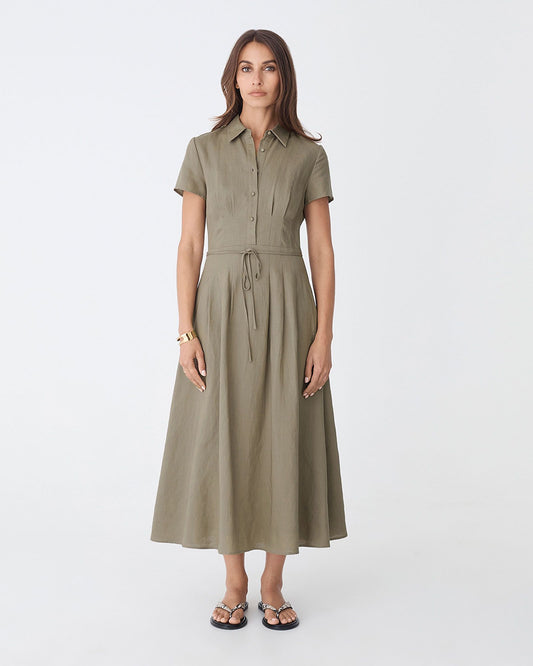 Sophie Pleat Waist Linen Dress