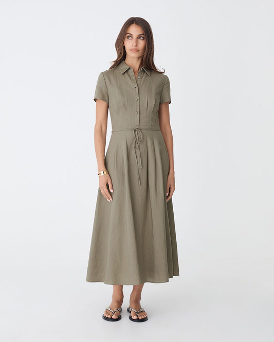 Sophie Pleat Waist Linen Dress