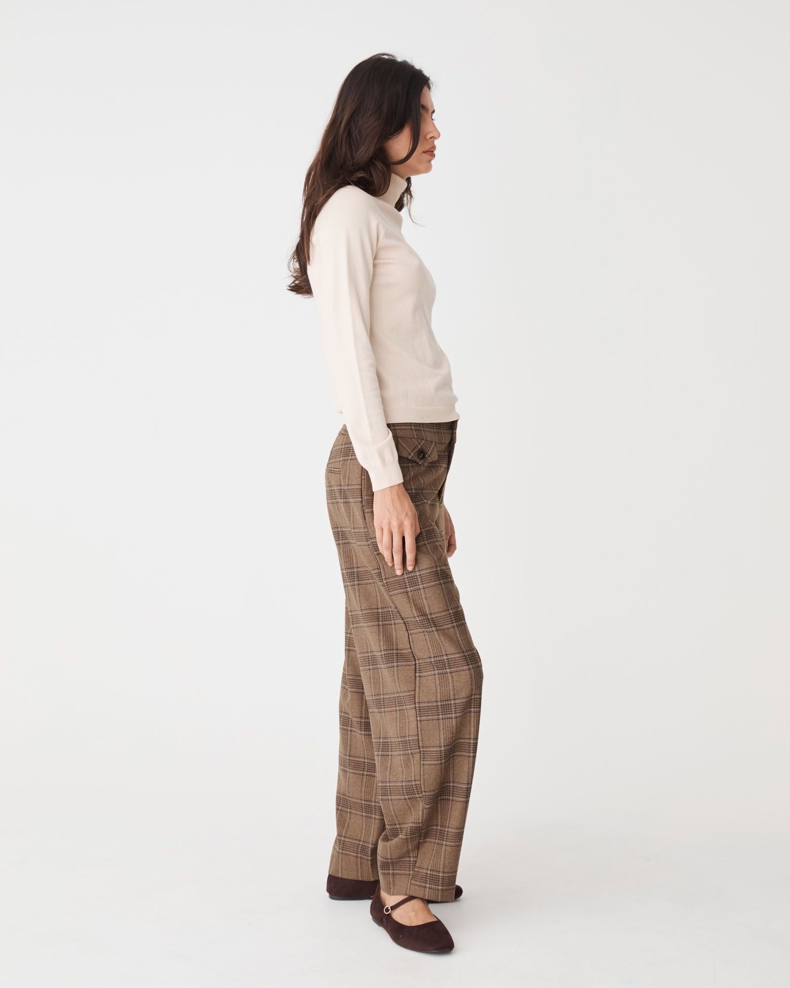 Lani Barrel Leg Check Pants
