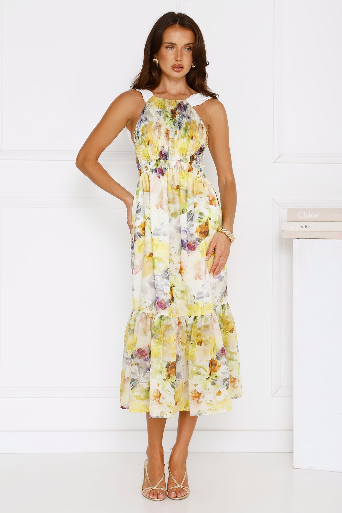 Sipping Sunshine Midi Dress Yellow