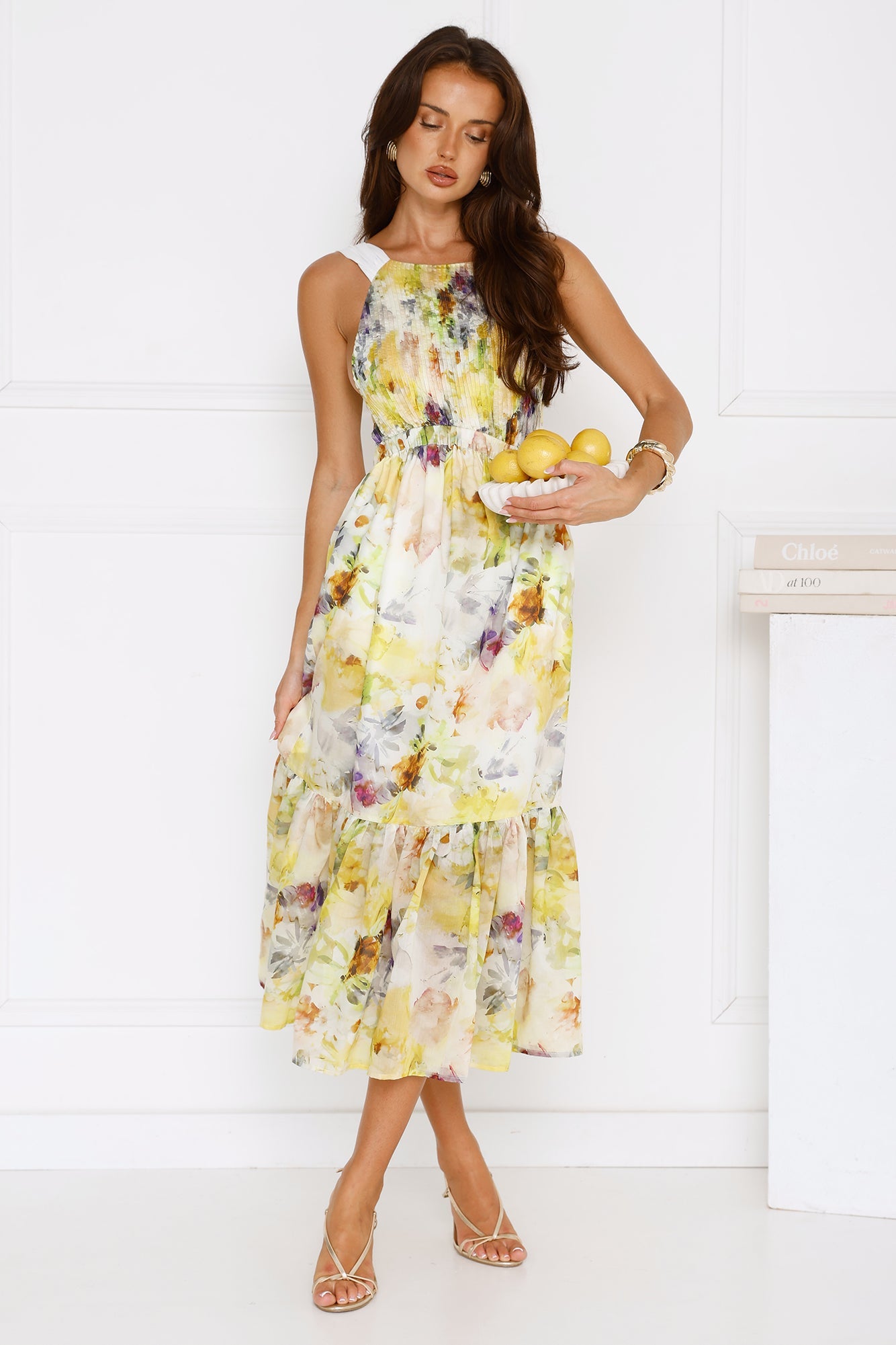 Sipping Sunshine Midi Dress Yellow