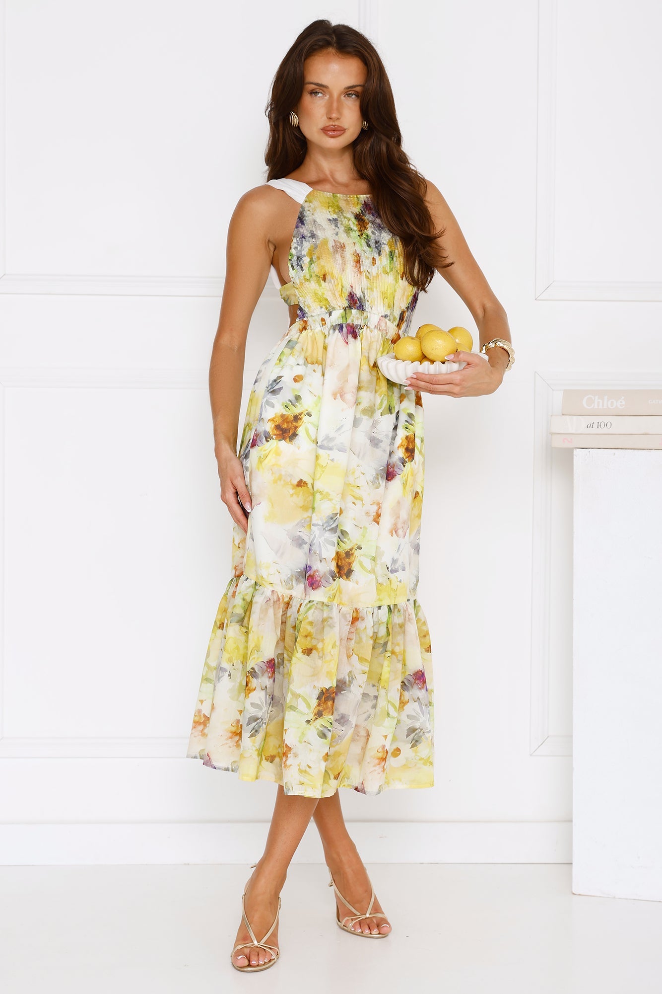 Sipping Sunshine Midi Dress Yellow