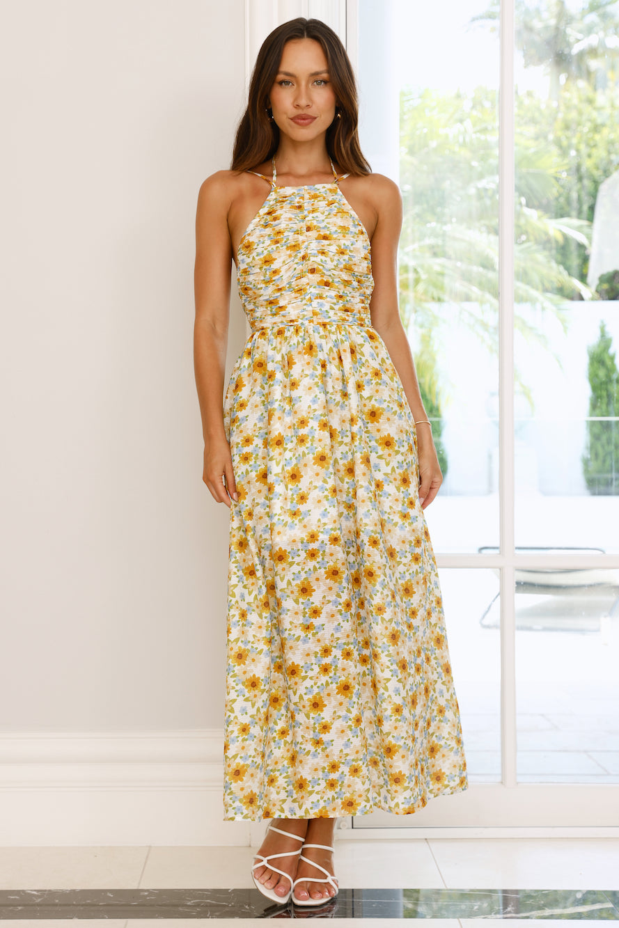 Chasing Summer Halter Midi Dress Print