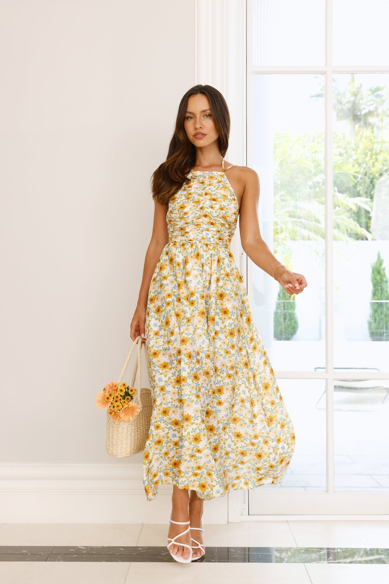 Chasing Summer Halter Midi Dress Print
