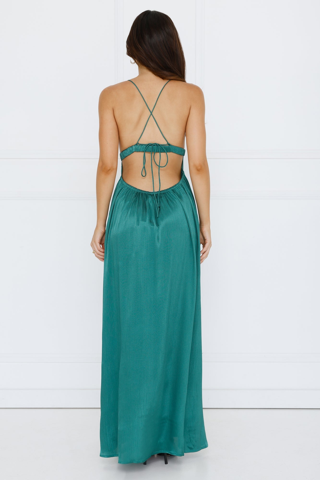 Ocean Sparkle Satin Maxi Dress Green