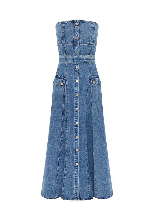 Aveline Denim Strapless Dress