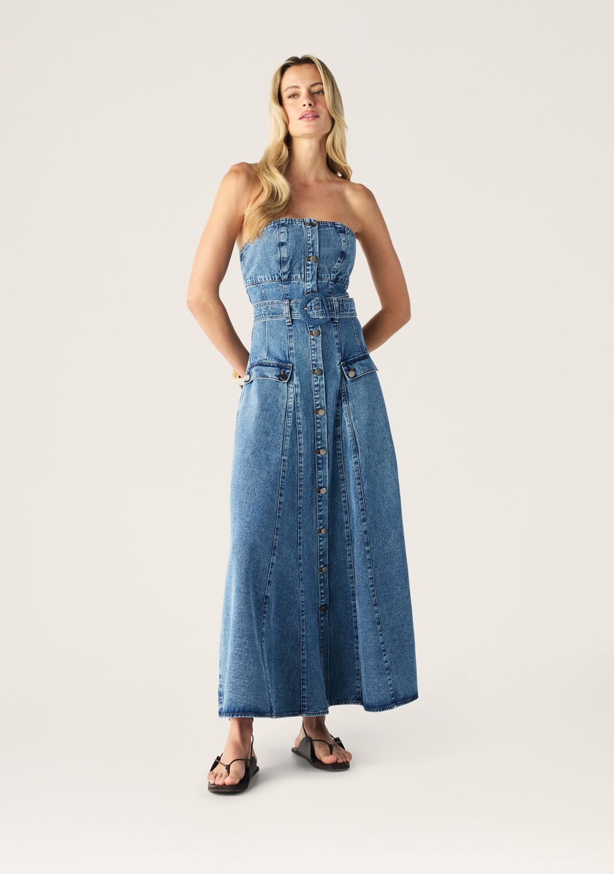 Aveline Denim Strapless Dress
