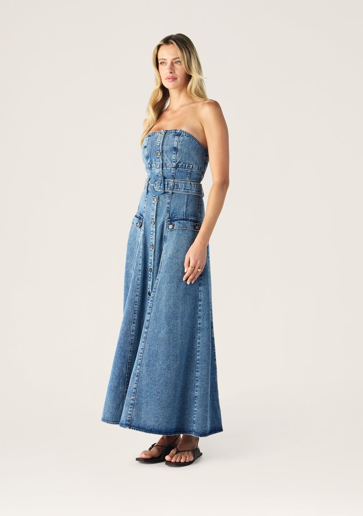 Aveline Denim Strapless Dress