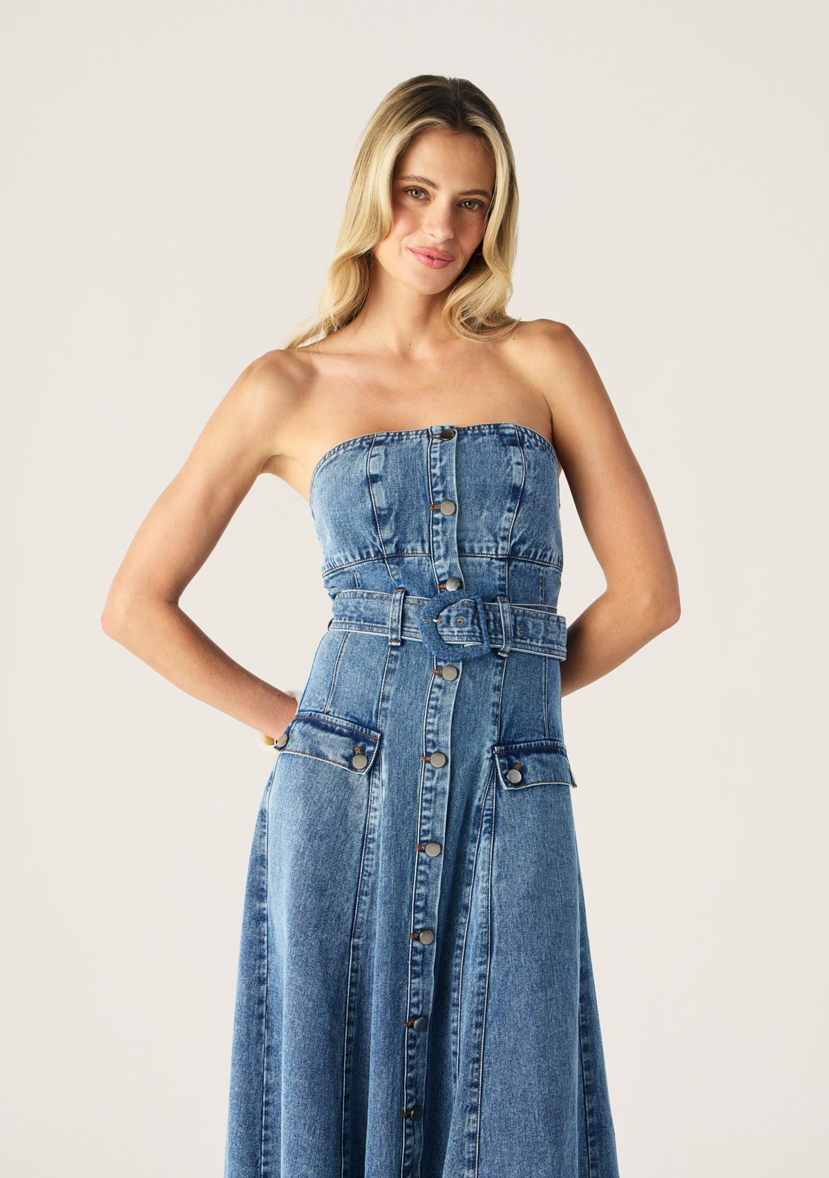 Aveline Denim Strapless Dress