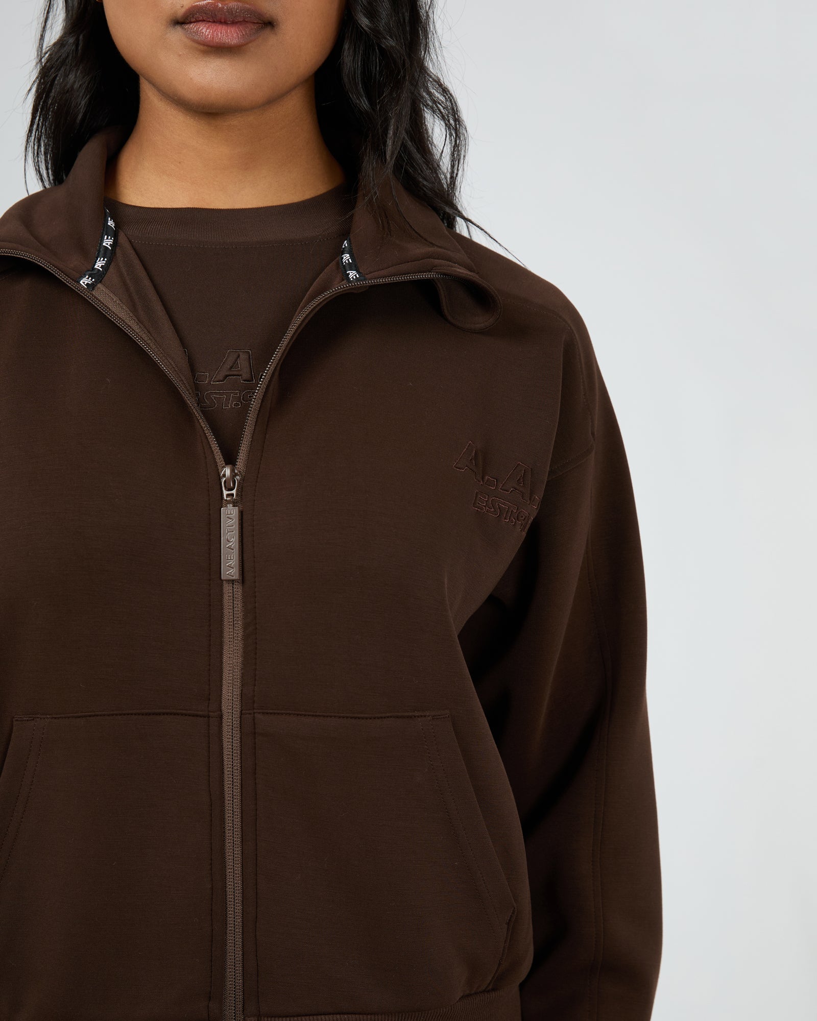 Luxe Active Zip Through Brown