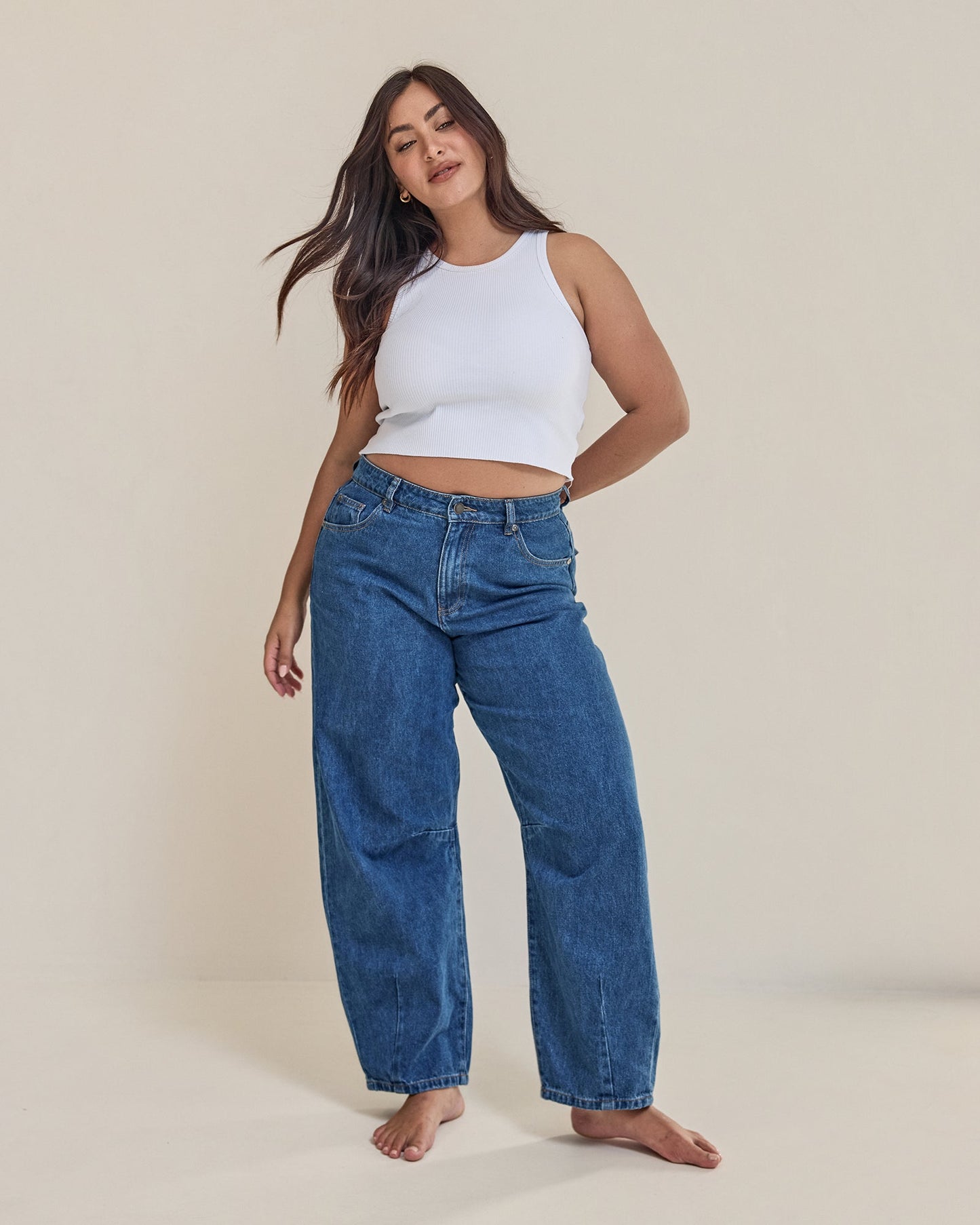Hallie Barrel Leg Jean Heritage Blue