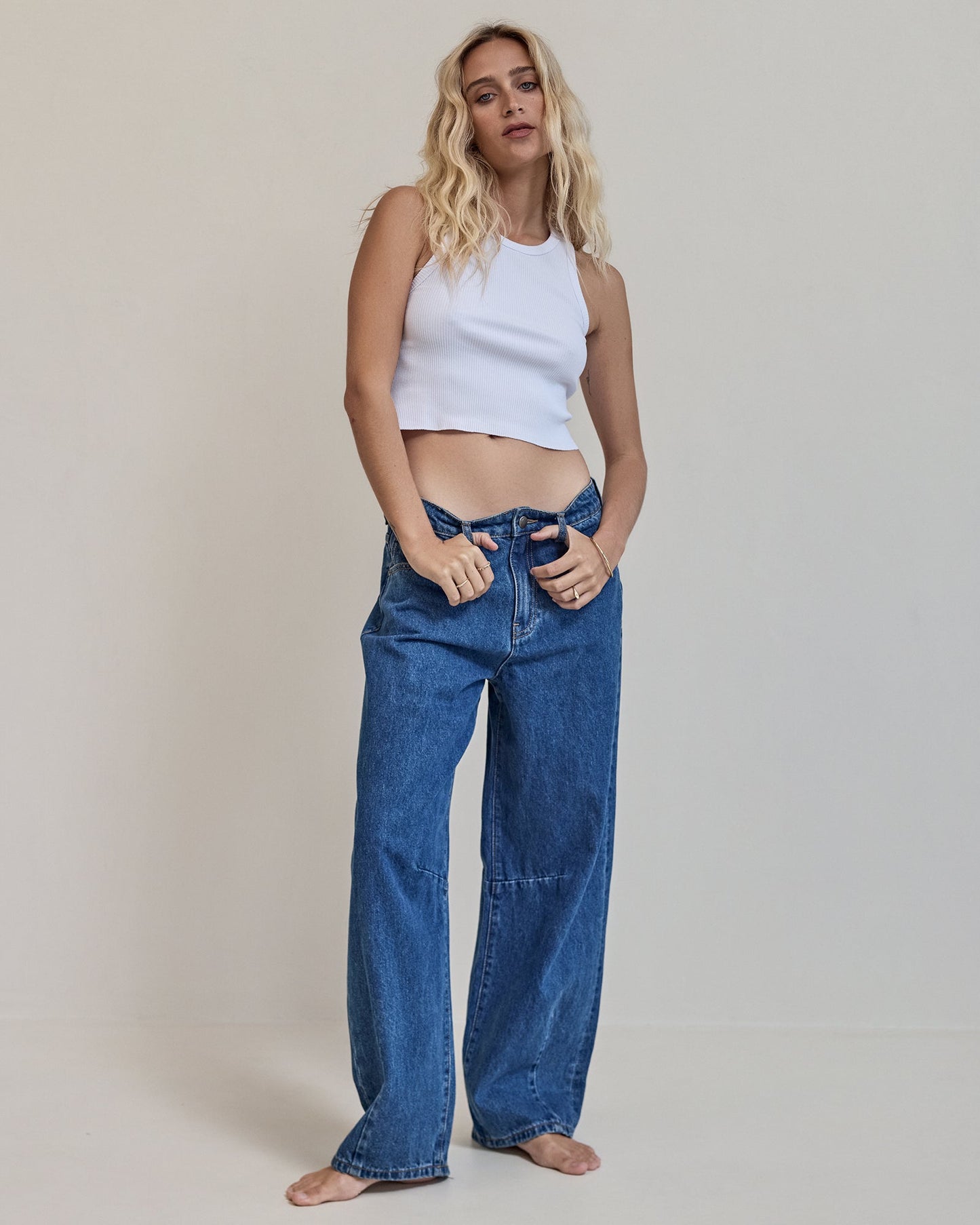 Hallie Barrel Leg Jean Heritage Blue
