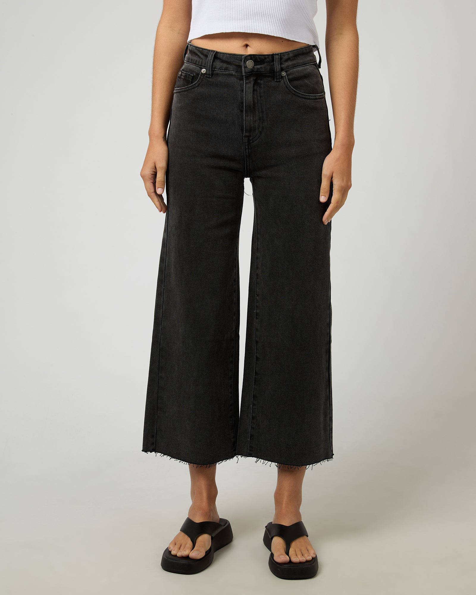 Charlie High Rise Wide Leg Washed Black