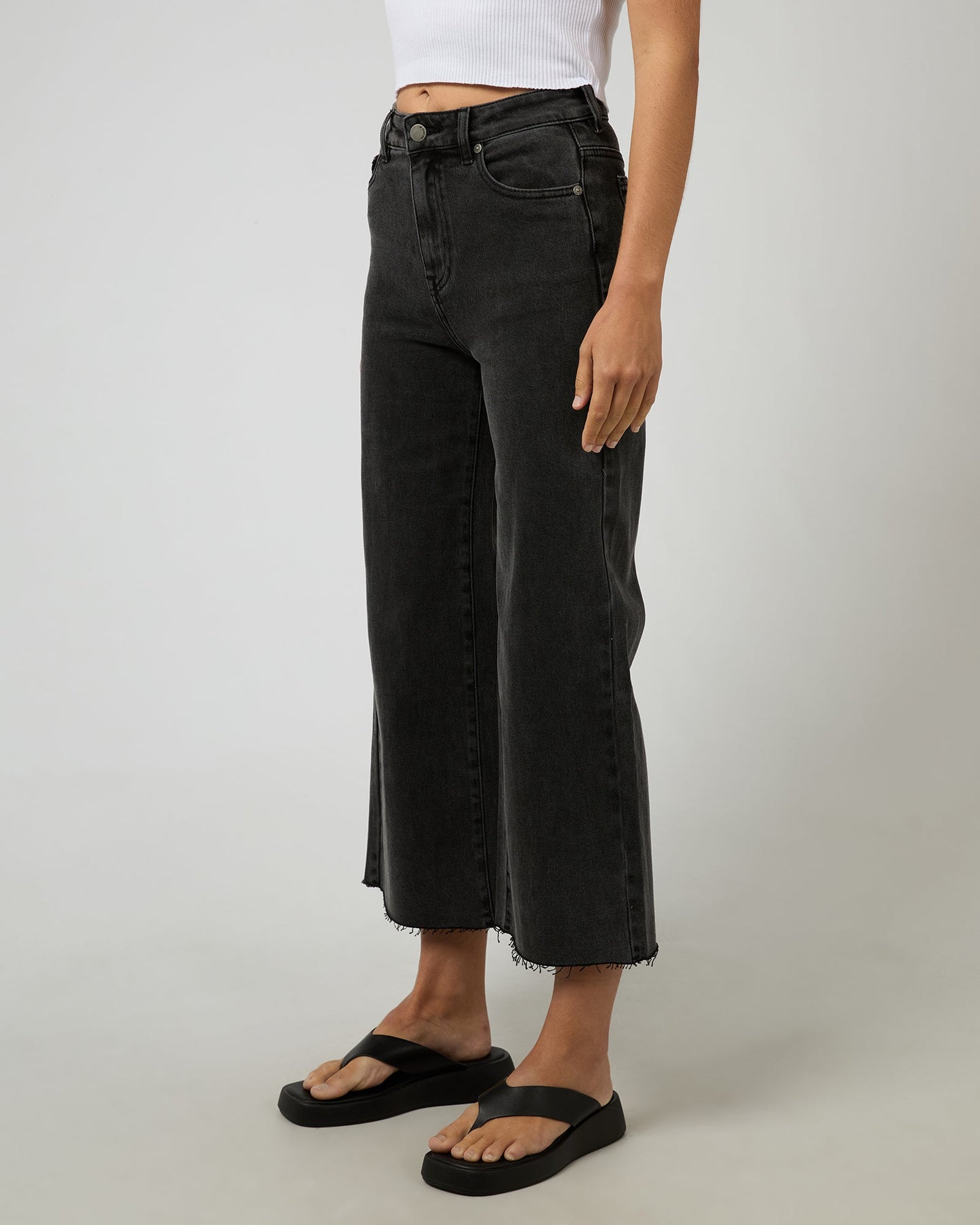 Charlie High Rise Wide Leg Washed Black