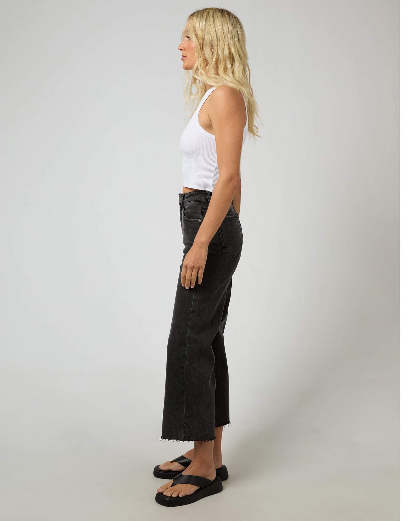 Charlie High Rise Wide Leg Washed Black