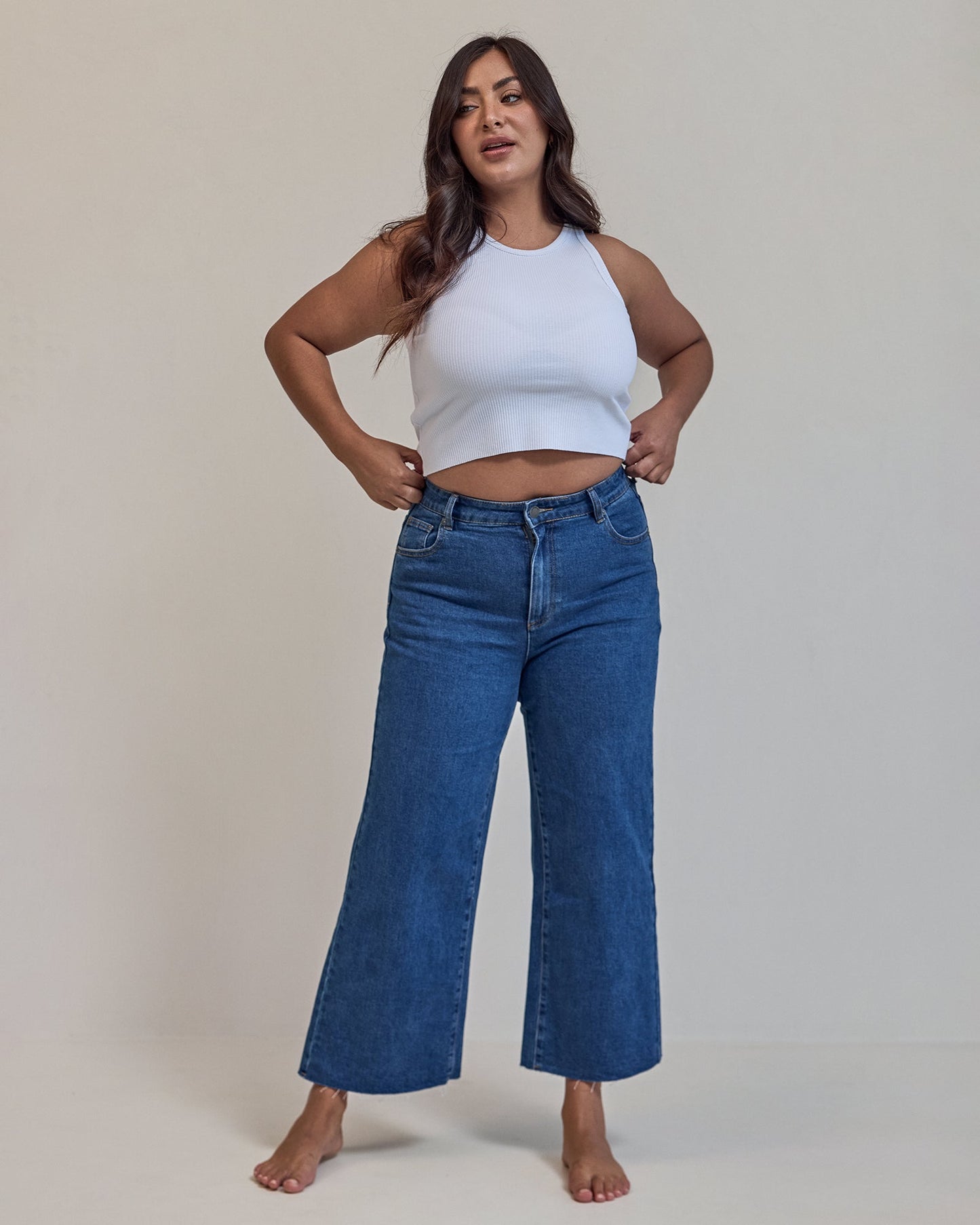 Charlie High Rise Wide Leg Jean Mid Blue