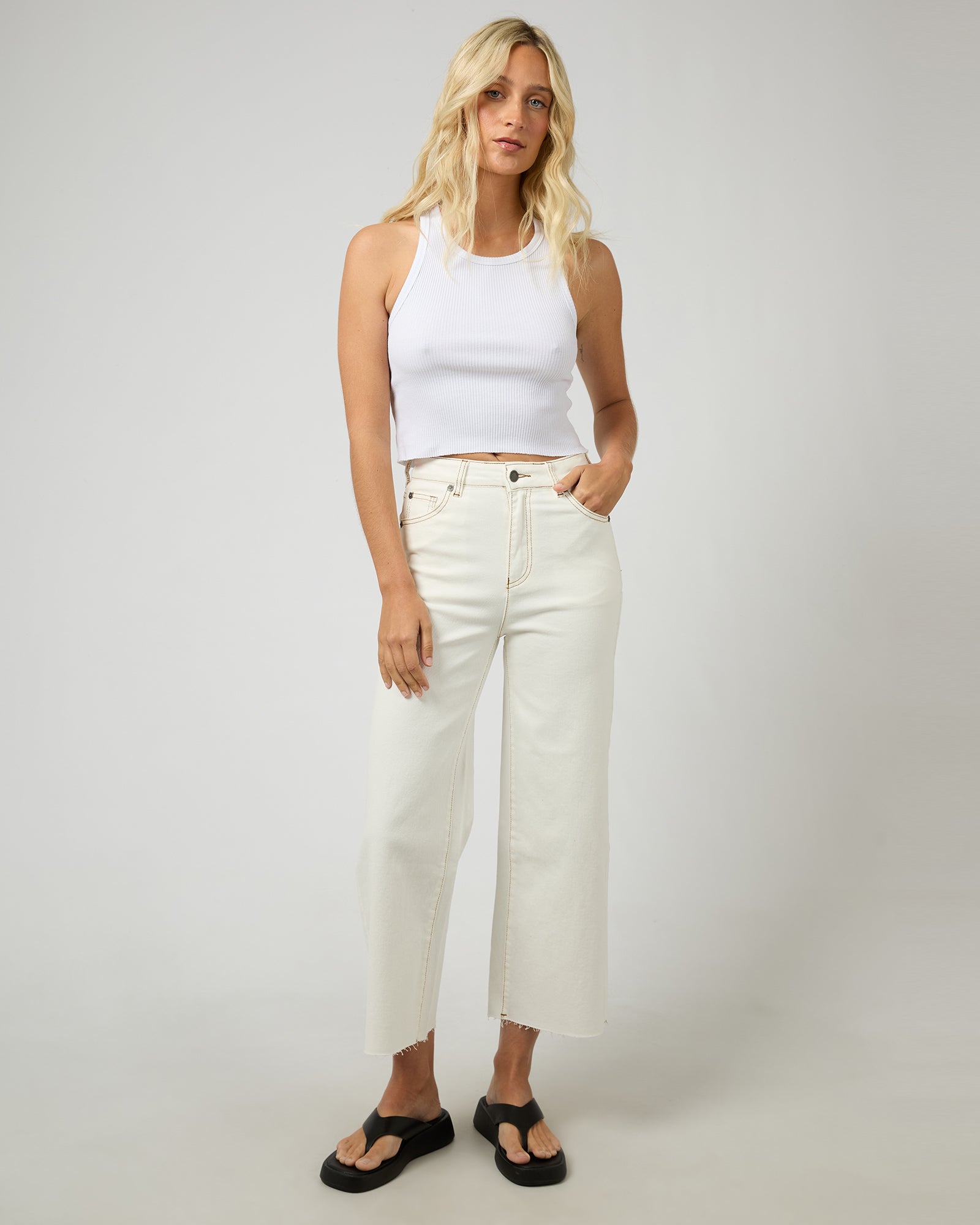 Charlie High Rise Wide Leg Jean Vintage White