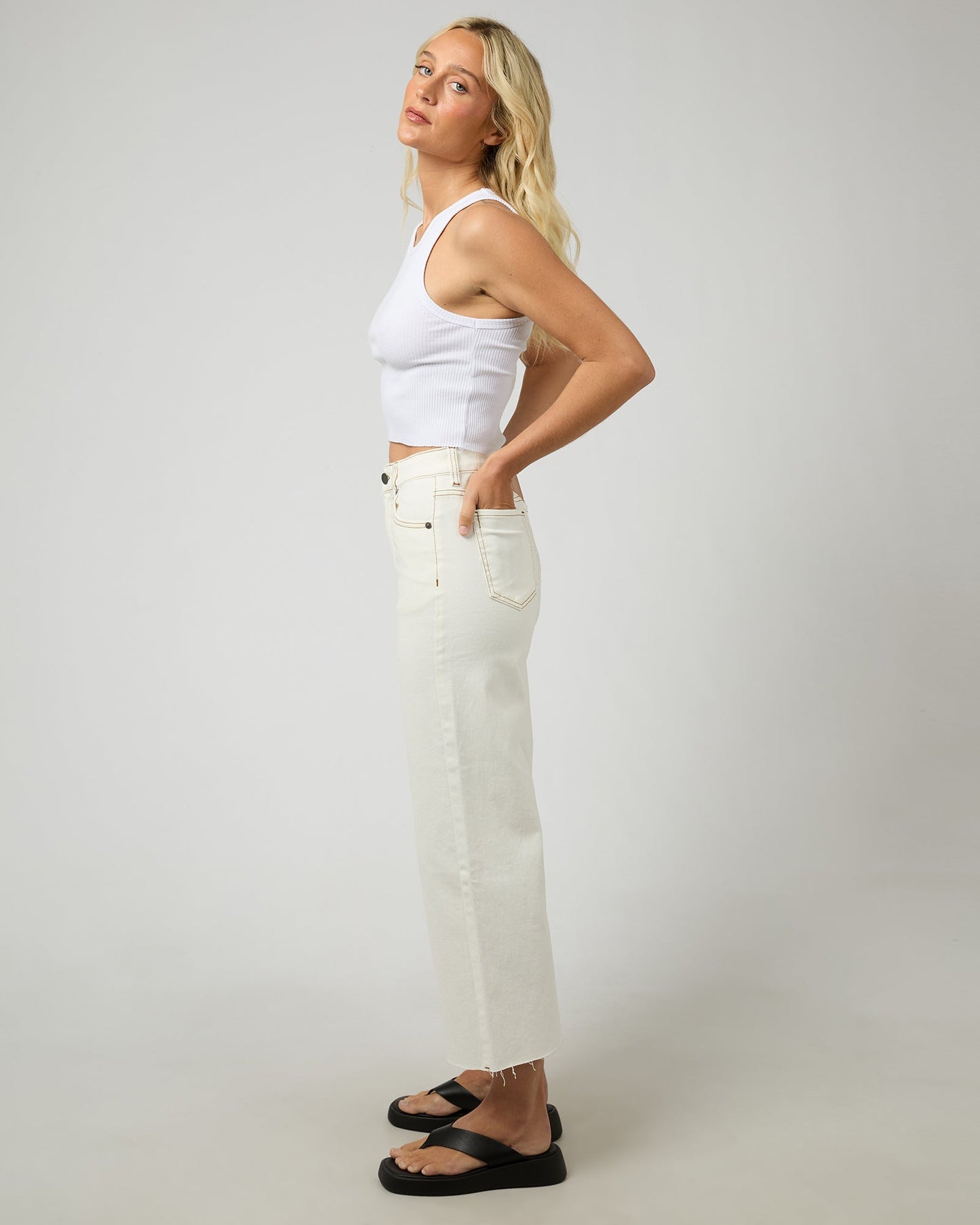 Charlie High Rise Wide Leg Jean Vintage White
