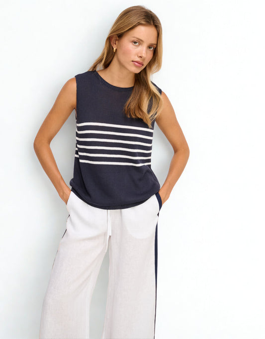 Monaco Pants - White/Navy