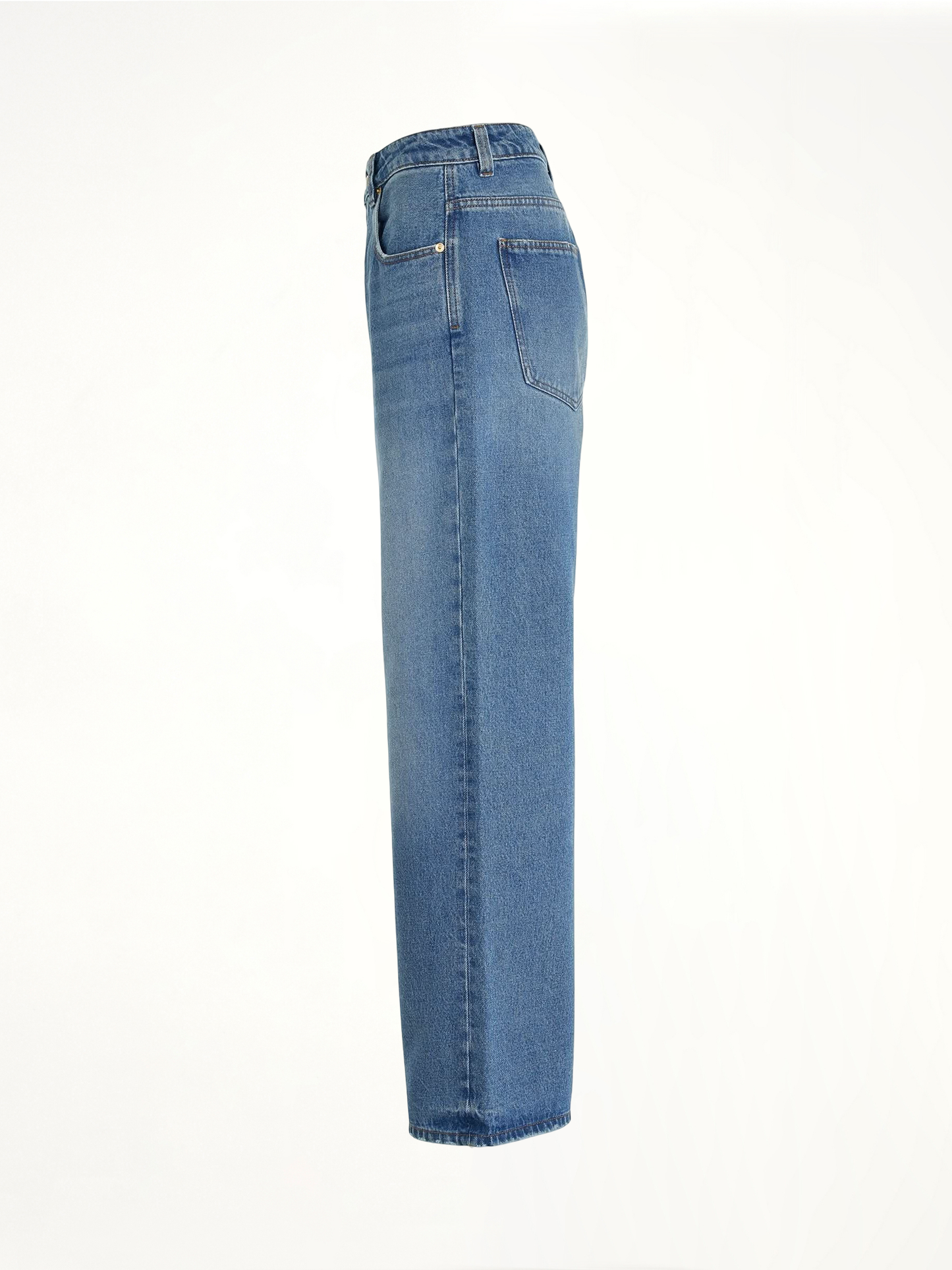 Le Denimes Large Jeans in Blue/Tabac