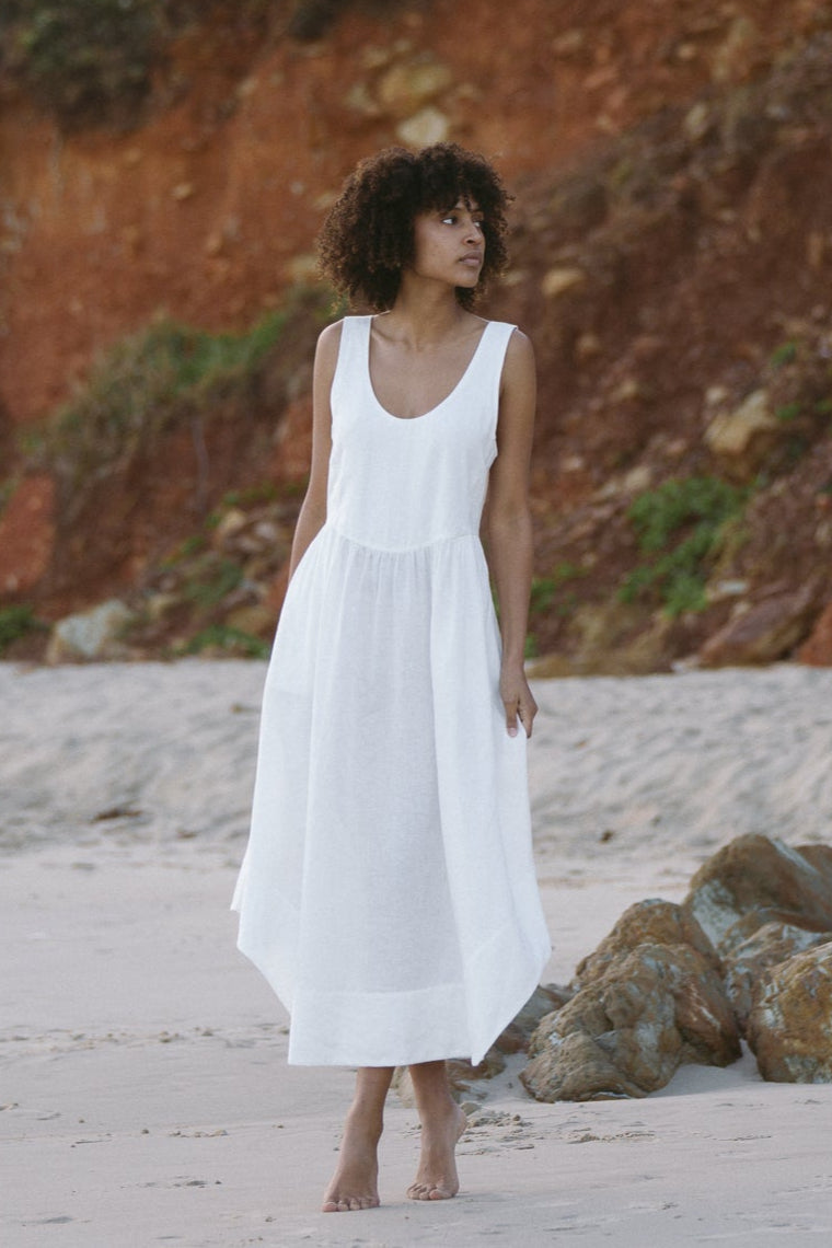 Frida Ivory Linen Dress