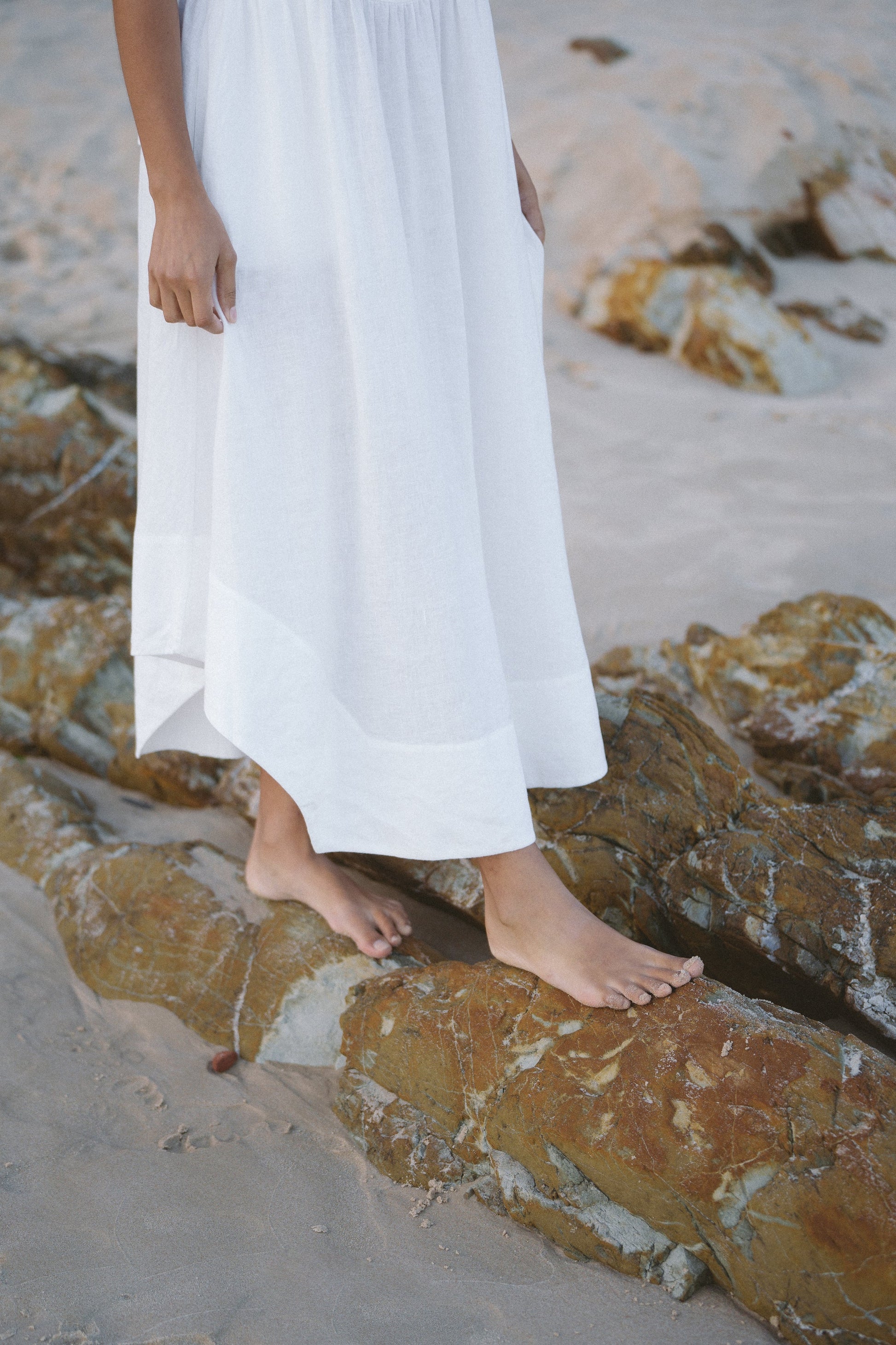 Frida Ivory Linen Dress