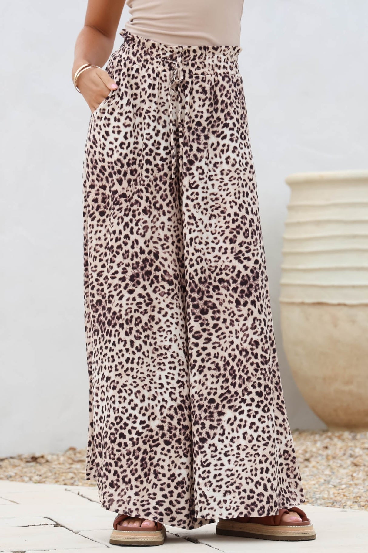 Archer Pants - High Waisted Wide Leg Pants In Tatum Print