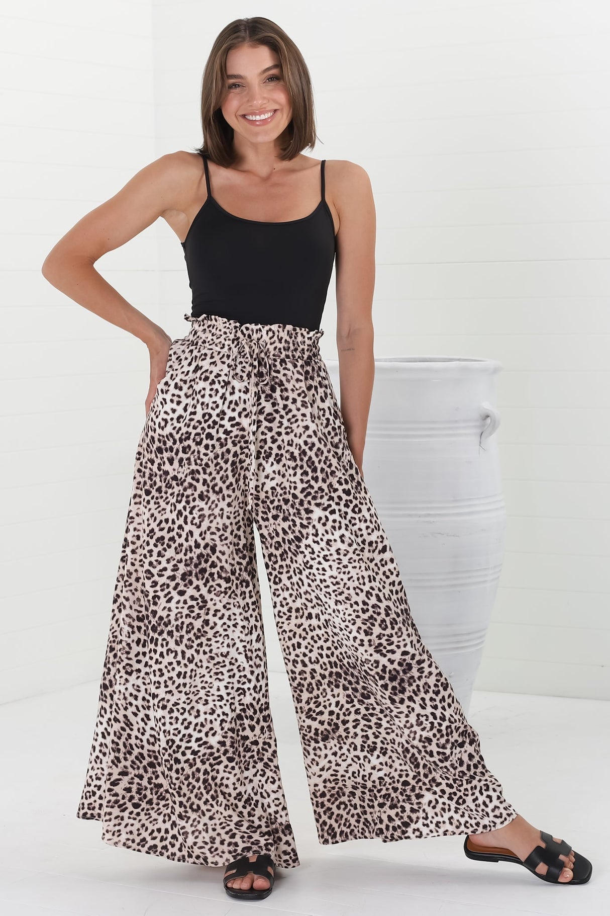 Archer Pants - High Waisted Wide Leg Pants In Tatum Print