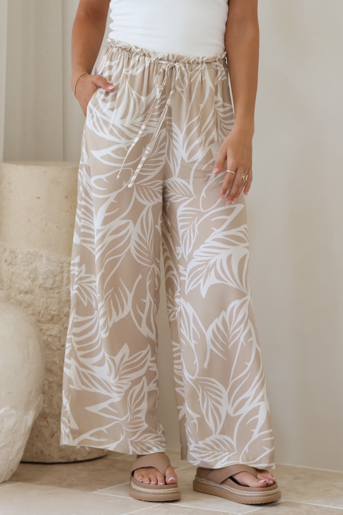 Armon Pants - Paper Bag Waist With Tie Wide Leg Pa