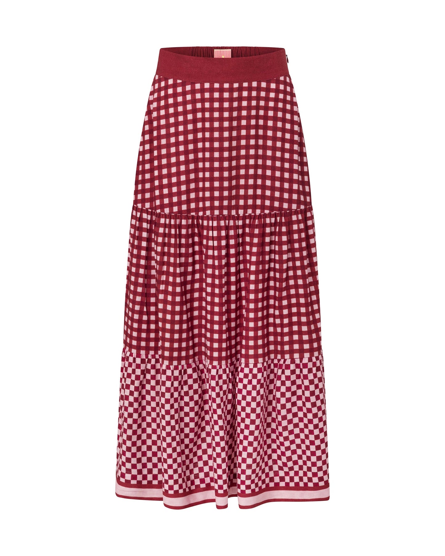Barcelona Tiered Maxi Skirt - Crimson Haze