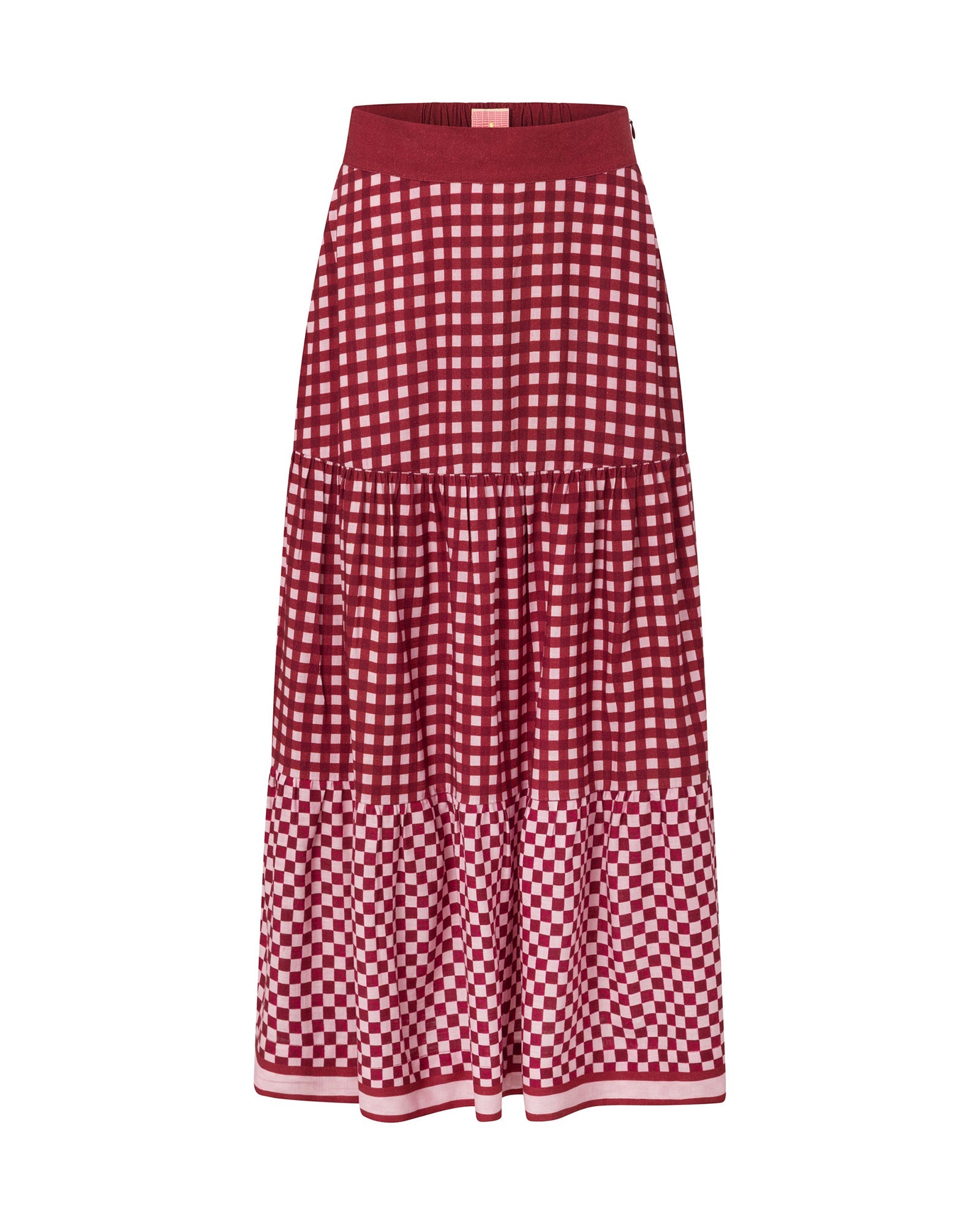 Barcelona Tiered Maxi Skirt - Crimson Haze