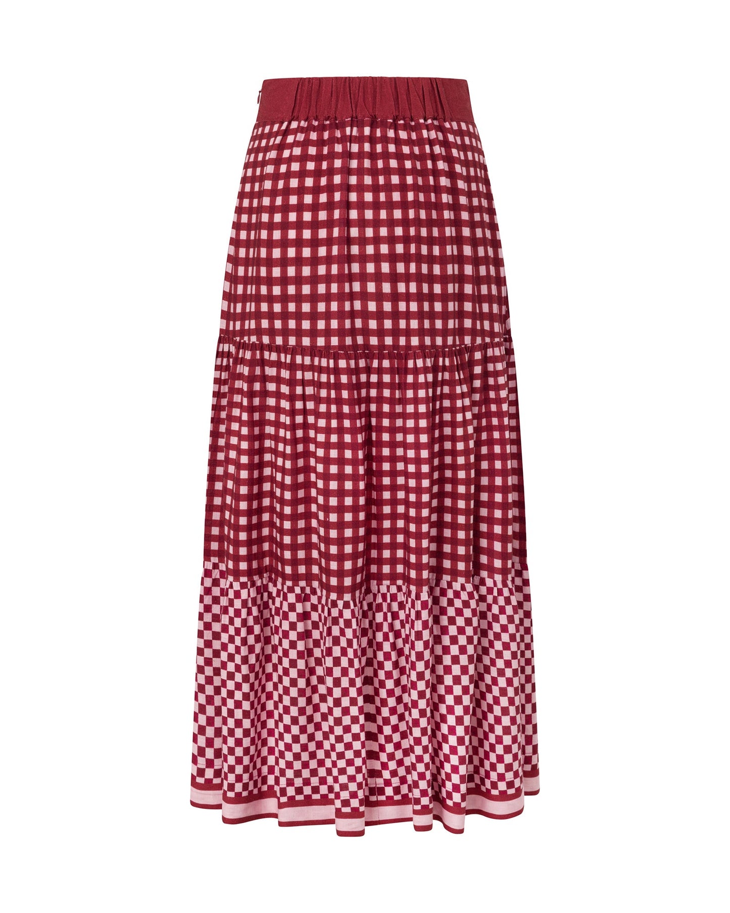 Barcelona Tiered Maxi Skirt - Crimson Haze